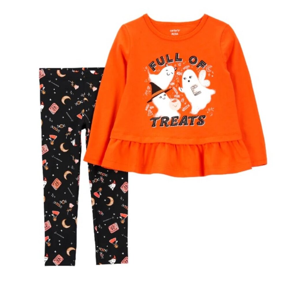 Baby Girls Carter's FULL of TREATS Halloween Top & Leggings 12 Mo 24 Mo NWT